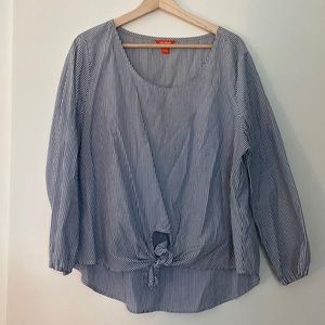 Blue & White Strip Tie Blouse